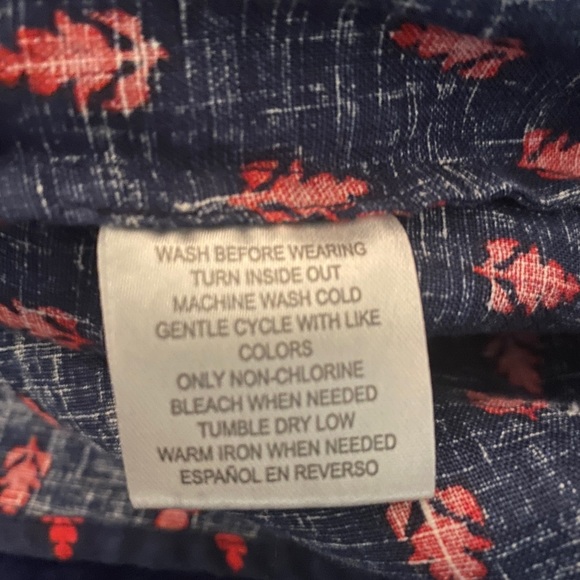 Charter Club linen navy & red patterned XL buttondown shirt with 2 pockets (NWT) - Picture 14 of 14